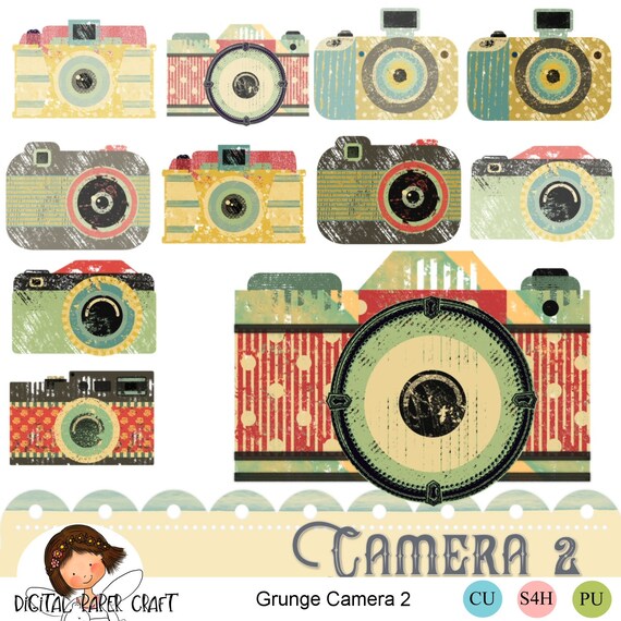 Camera Clipart 2 Retro Camera Clipart Digital Clipart | Etsy
