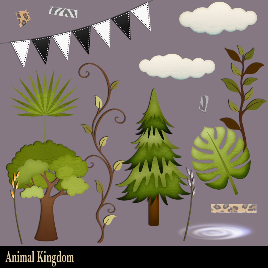 Jungle Animal Scrapbook Kit: Wild Animal Clipart, Gorilla, Giraffe ...