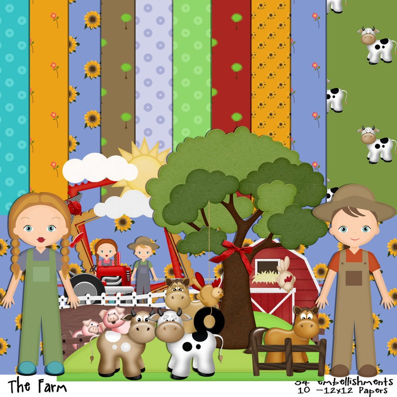 Farm Scrapbook, Farm Stay Kit, Tractor, Animal Scrapbook, Instant Download Etsy