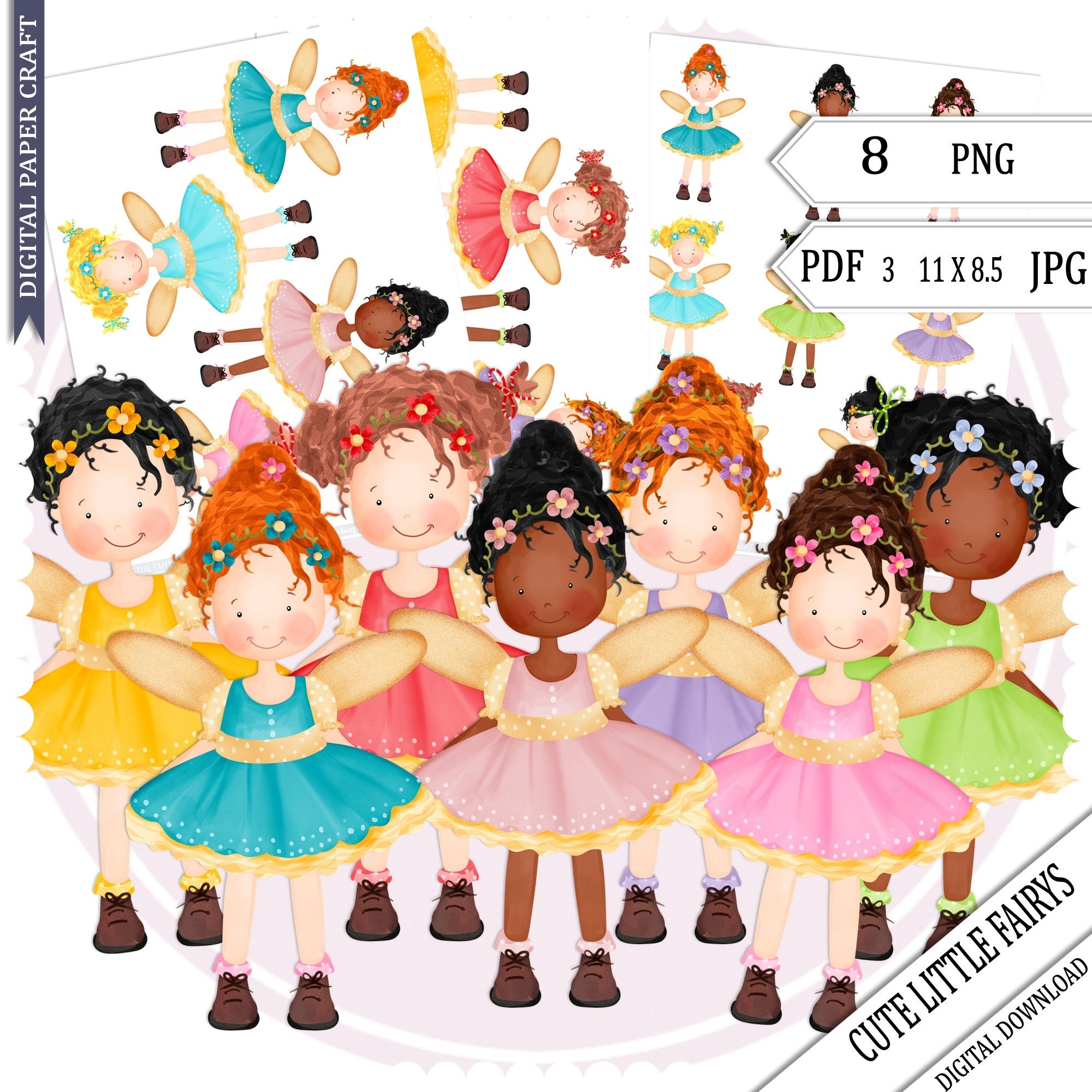 Watercolor Fairy Clipart, Kids Clipart, Birthday Clipart, Fairy Clipart, Girl Clipart, Watercolor, Commercial Use, Original, decoupage