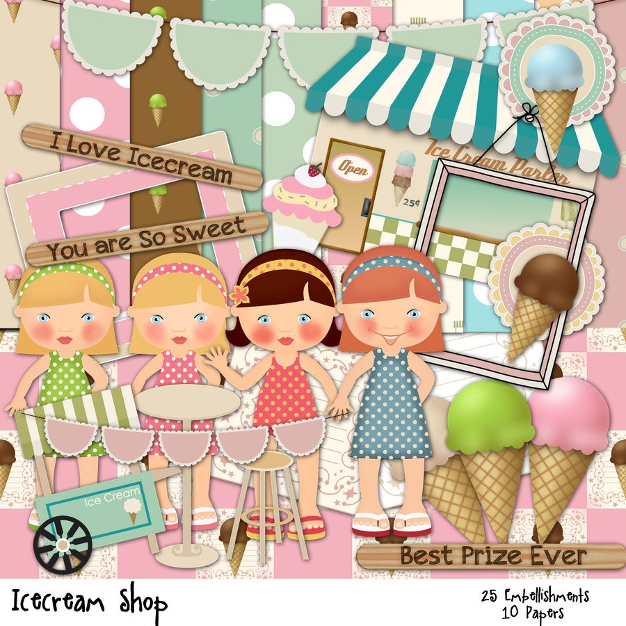 Ice cream Shop Ice cream Scrapbook Children scrapbook Etsy