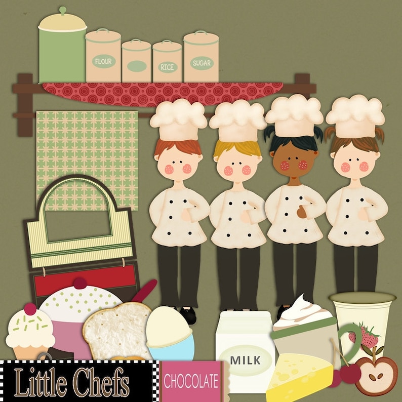 Cooking Scrapbook, Kitchen Scrapbook, Cooking Clipart, Recipe Scrapbook