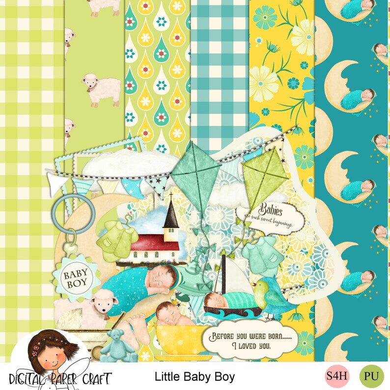 10 Sheets Baby Boy Scrapbook Stickers, Various Designs Toddler Decals Adorable Scrapbook Supplies For Newborn Memory Keeping, Baby Boy Shower, Pregnancy Planner & First Year Journaling