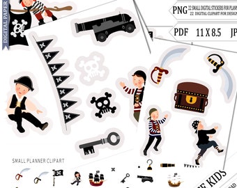 Pirate Clipart, Pirates Clip Art, Instant download, pirate junk journal, School clipart, party clipart, invitation clipart, pirate planner