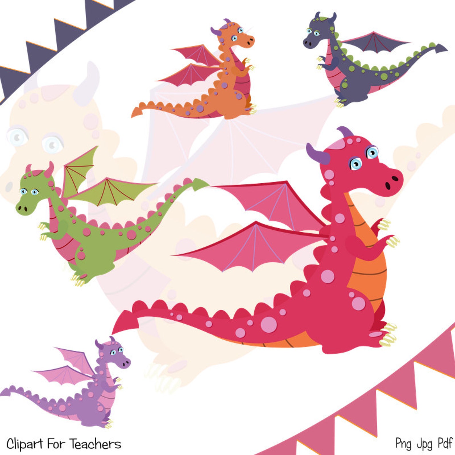 Dragon Clipart Fairy tale clipart Dragons Instant download | Etsy
