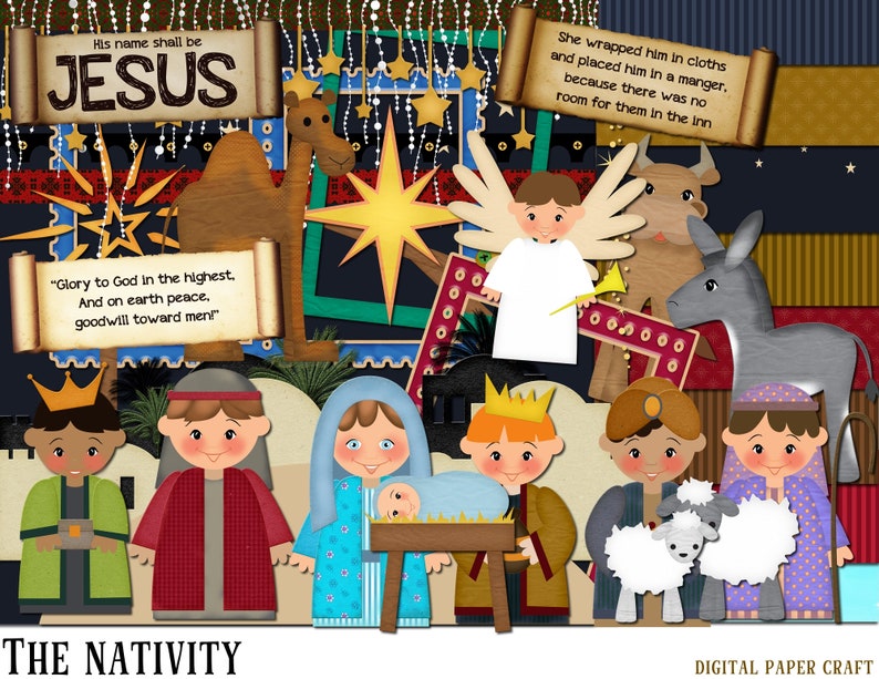 Nativity scrap book, Christmas scrap book, Christian Scrapbook, Instant Download, Bible Scrapbook Kit, Journal, image 6