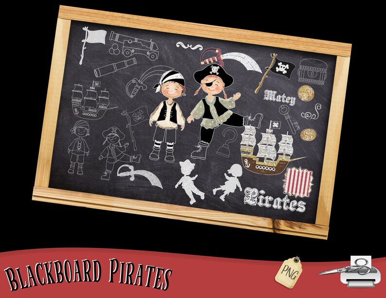 Pirate Clipart Pirate Chalk art Chalk Board Clipart Pirate Etsy