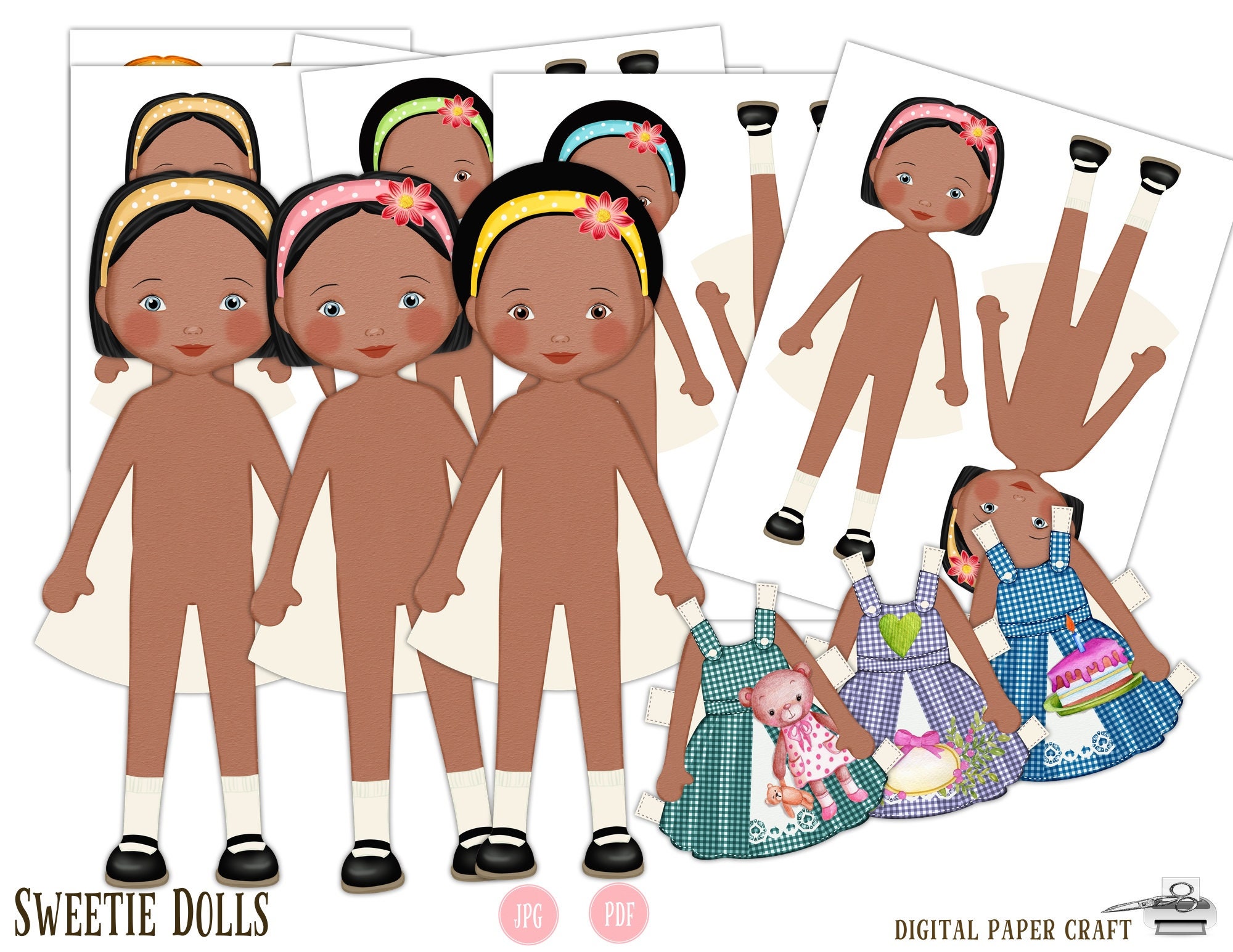 Paper Doll Multicultural Digital Paper Doll Cut Out Doll Etsy Australia