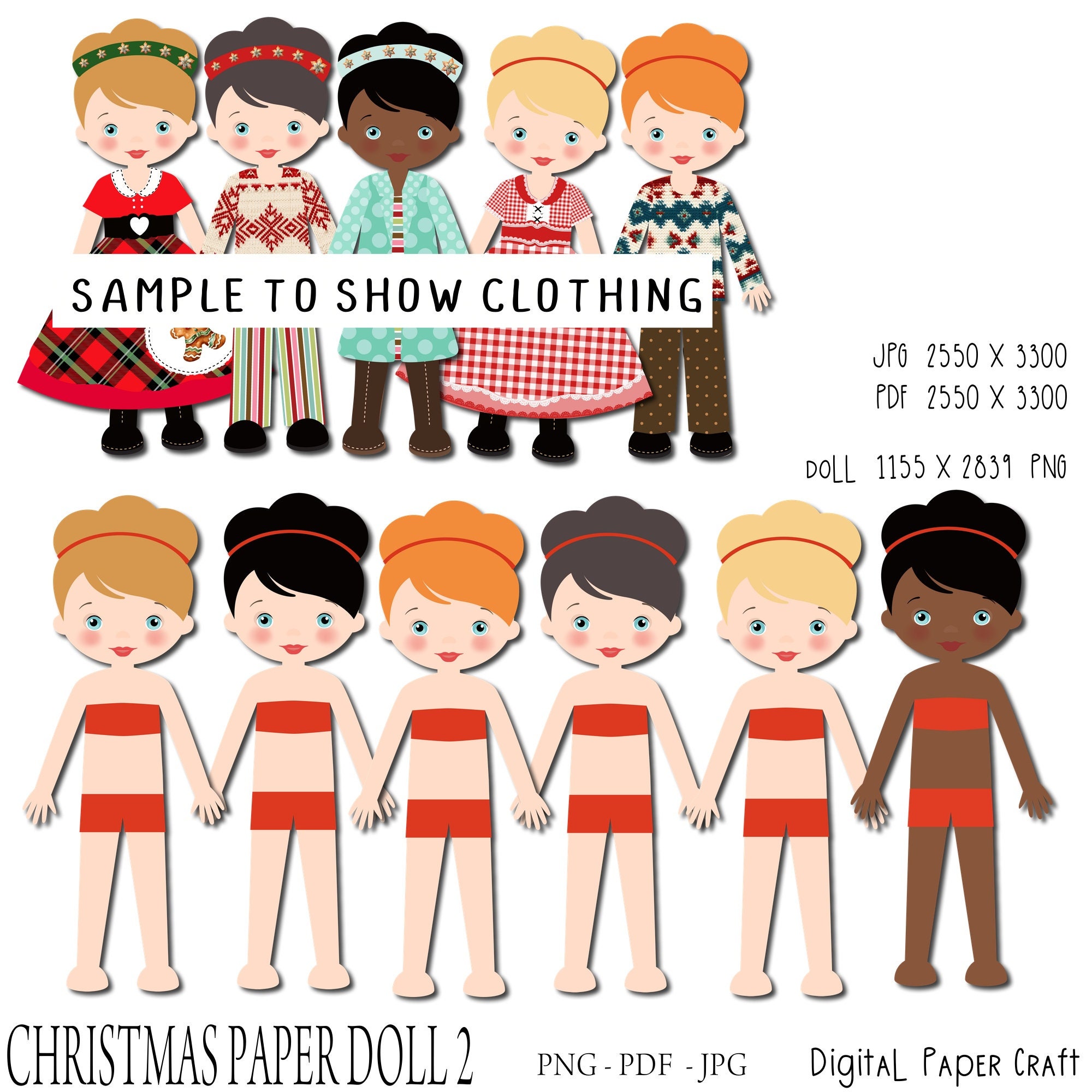 Printable Paper Doll, Christmas Doll, Winter Doll, Digital Paper Doll ...