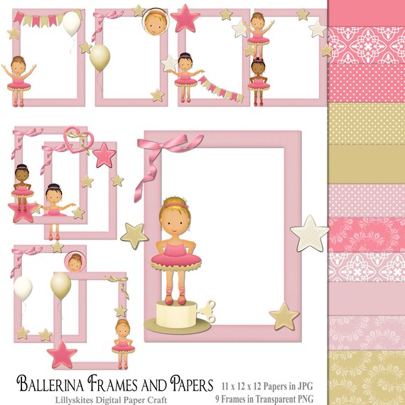 Ballet Sbook Ballerina Frames Papers Instant Image 0
