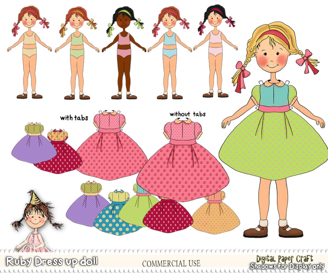 Paper doll Printable doll Cut Out Doll Printable Craft - Etsy Polska