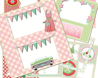 Christmas Quickpage,  Christmas scrapbooks, Quick Pages, Png, Transparent pages, photo display, digital, instant download, Retro