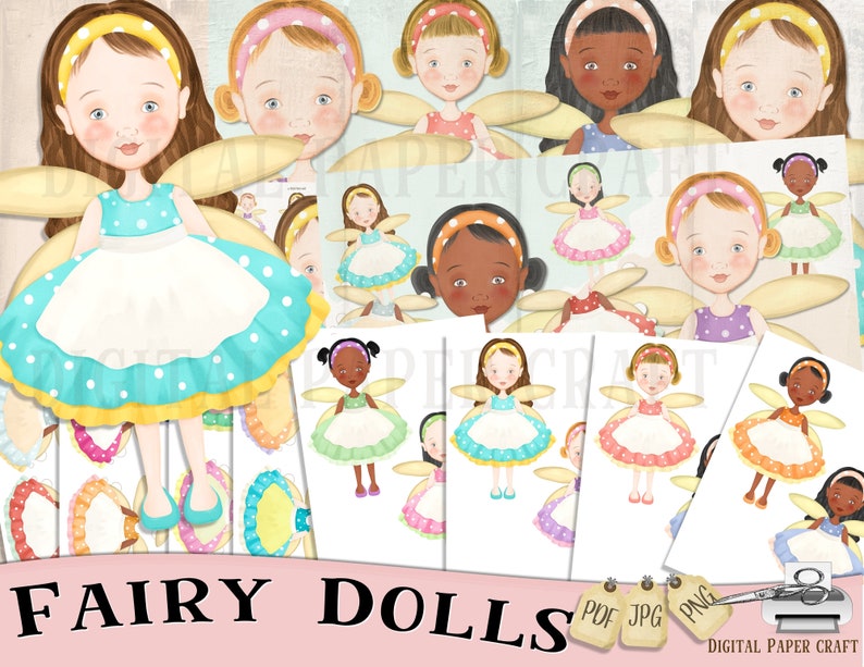 Cut Out pdf Instant Download Printable Paper Doll Digital Paper doll jpg Fairy Doll png Printable doll Cut out doll Craft Doll