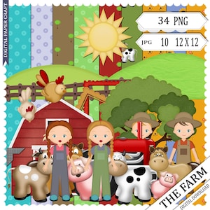 Álbum de recortes de granja, Kit de vacaciones en la granja, Tractor, Álbum de recortes de animales, Descarga instantánea, Animales de granja,