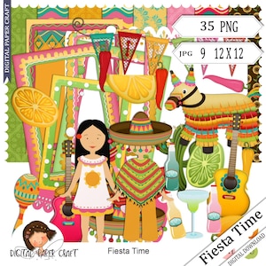 Álbum de recortes mexicano, Álbum de recortes de festa, Download instantâneo, Álbum de recortes digital, Decoupage