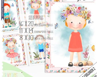My Little Children 2 – Whimsical Retro Kids Wall Art Set | Vintage Floral Nursery Prints | Digital Download JPG
