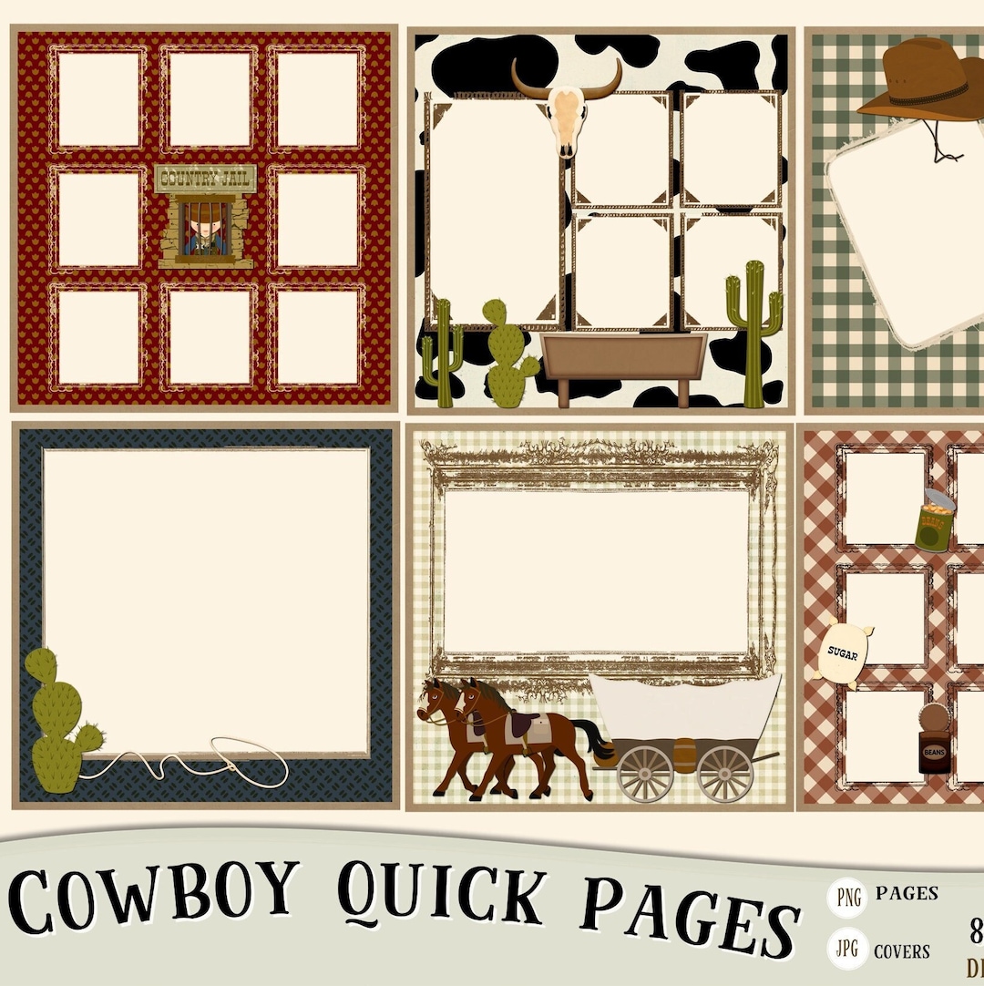 Photobook Cowboy Birthday Quick Pages Framed Pages Png