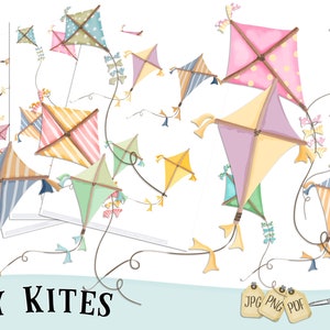 Kite Clipart,  Hand Drawn Kite, Kites clipart, Instant download, Kite flying, festival, fair clipart, childrens clipart, Sky Clipart