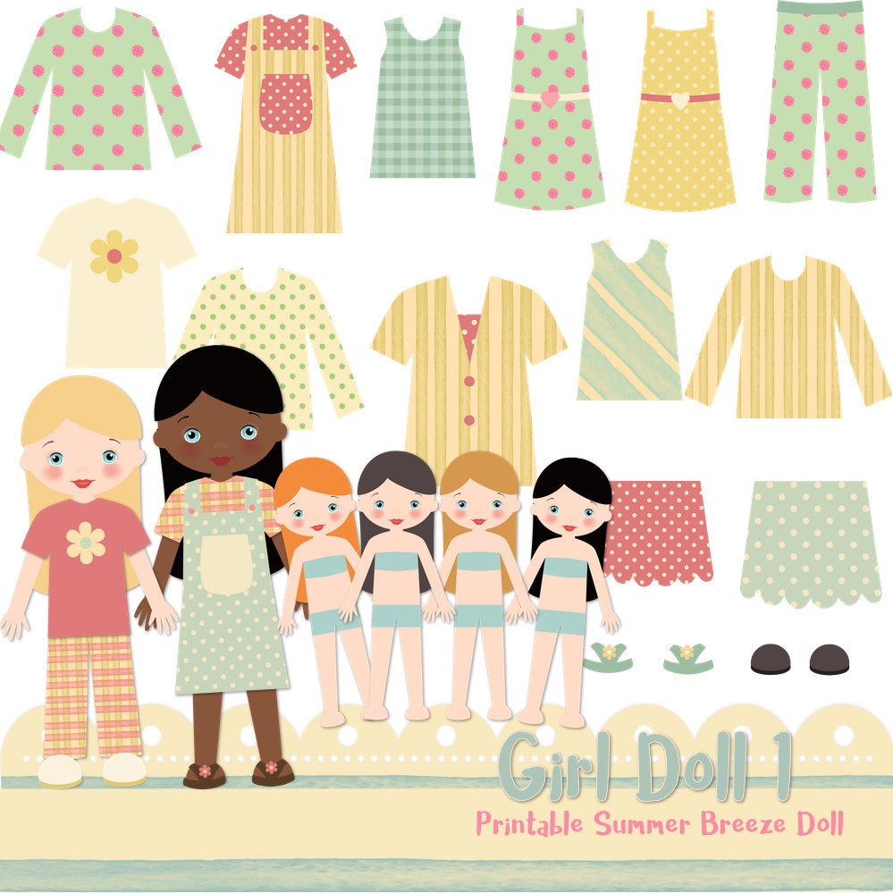 Printable Paper Doll, Paper Doll, Digital Paper Doll, Cut Out Doll