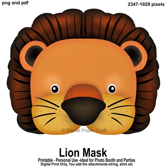 Items similar to Printable Lion Mask for Photo Booths and Parties ...