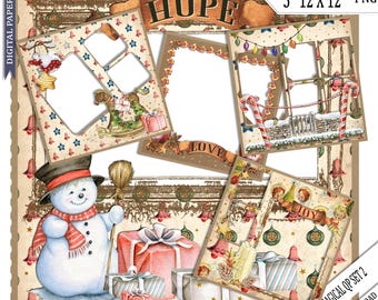 Christmas Scrapbook Quick Pages: Magical Photo Templates, photo book making (Digital Download Set 2)