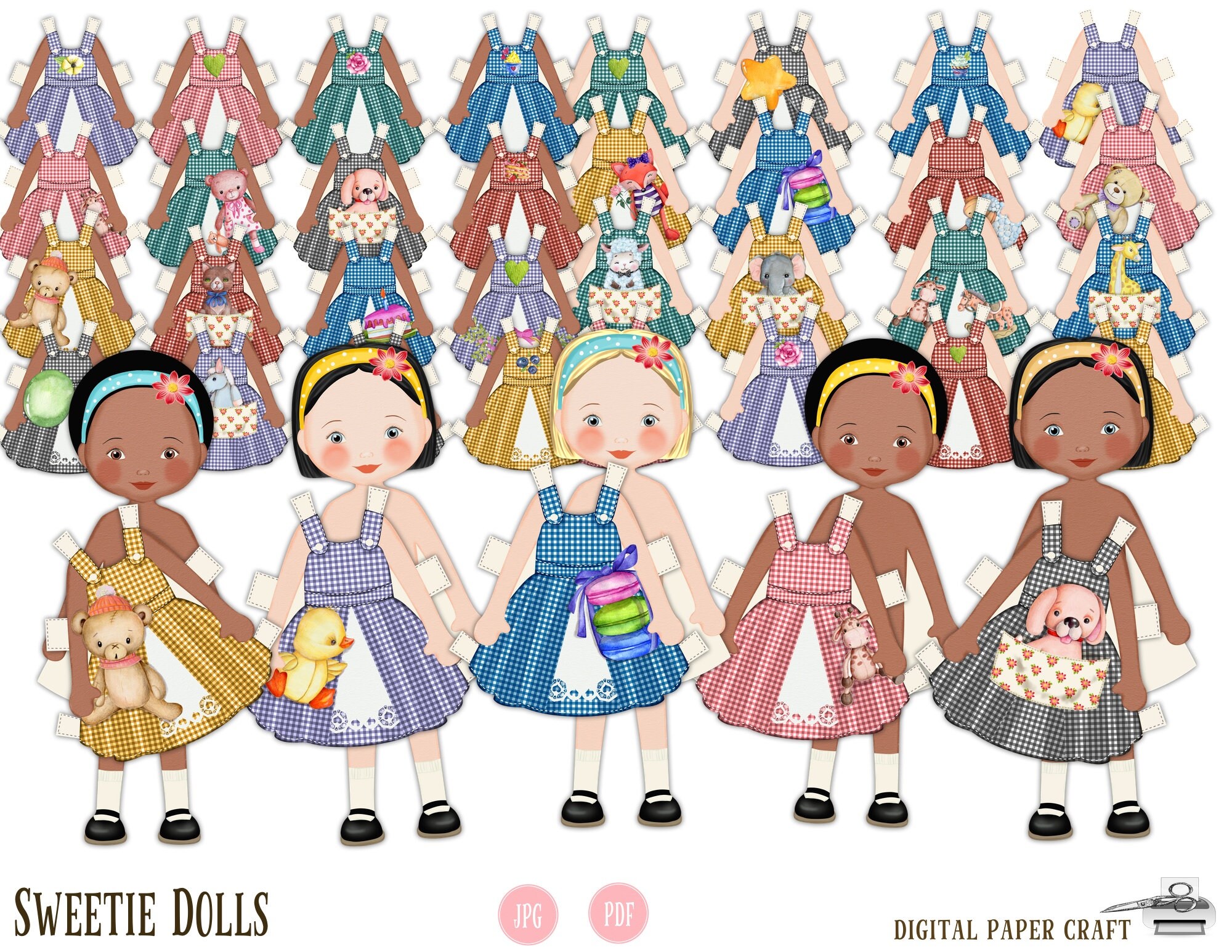 Paper Doll Multicultural Digital Paper Doll Cut Out Doll - Etsy