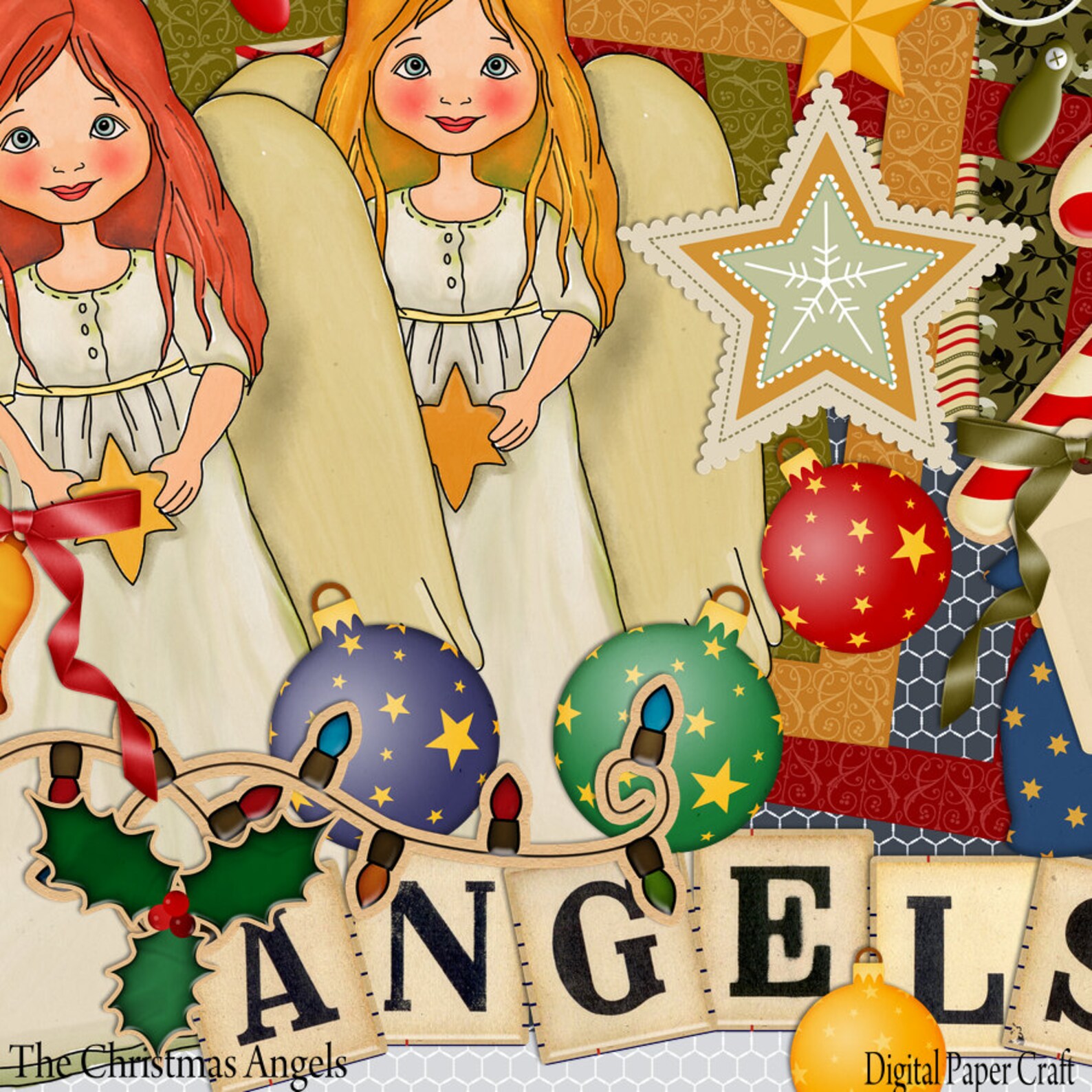 Christmas Angel Scrapbook Kit Digital Scrapbook Papers and Etsy
