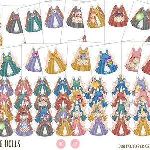 Paper Doll, Multicultural, Digital Paper doll, Cut out doll, Printable doll, Instant Download, Little dresses, Little girl dolls, printable image 10
