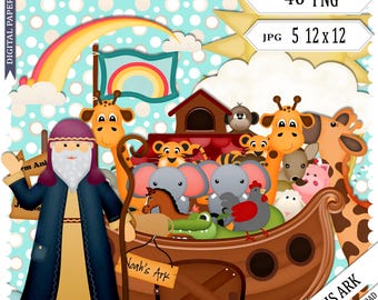 Noah's Ark Kit, Scrapbook Kit, Digital scrapbook, Instant Download, Children's Scrapbook, Christian Scrapbook