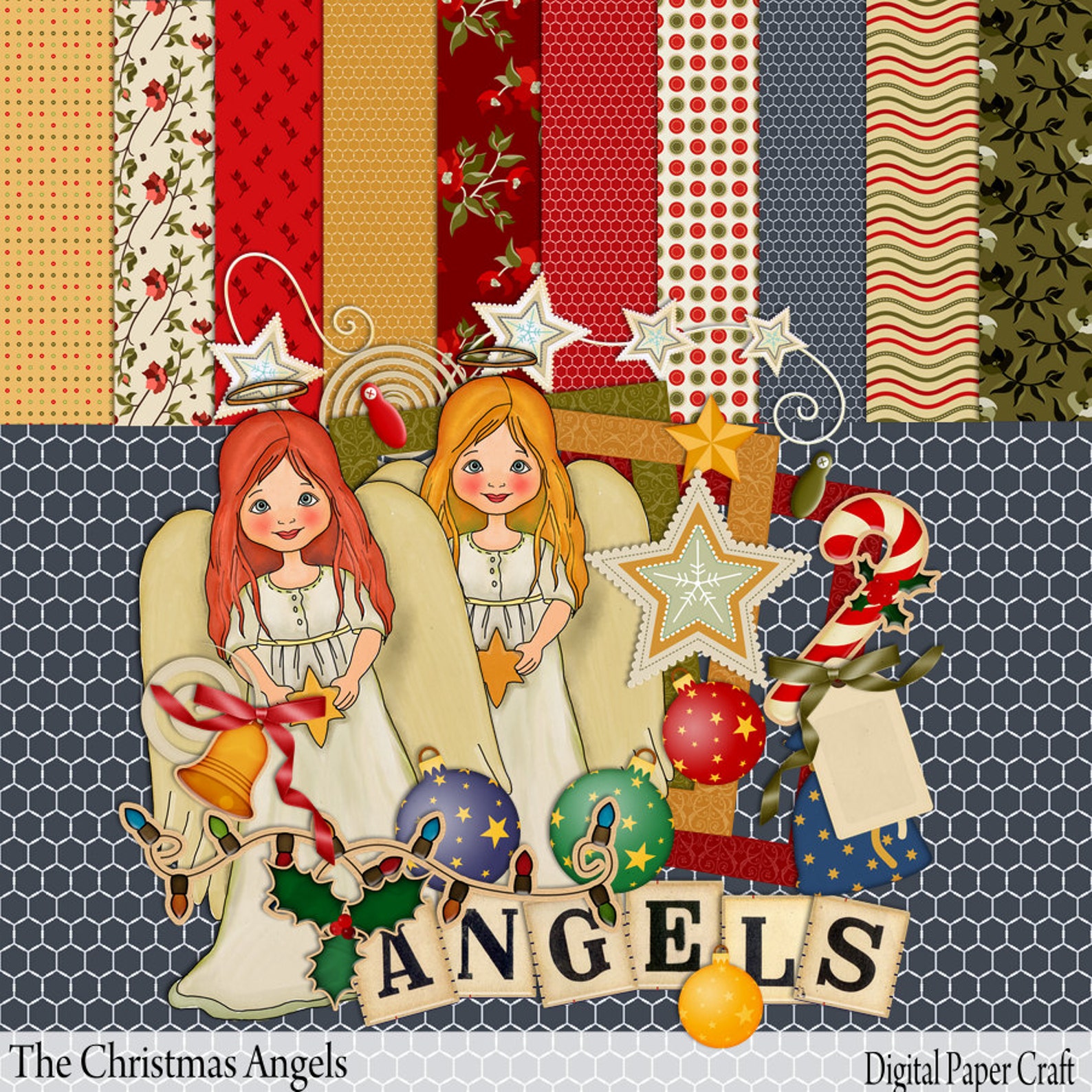 Christmas Angel Scrapbook Kit Digital Scrapbook Papers and Etsy