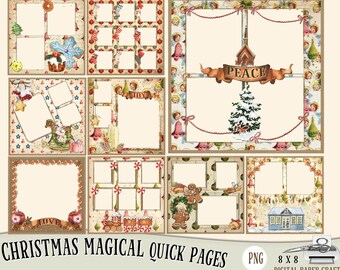 Christmas Quick page,  Christmas scrapbooks, Quick Pages, Framed pages, Png, Transparent pages, photo display, digital