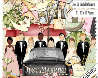 Wedding Scrapbook, Digital Scrapbook Kit, Wedding Clipart, Scrapbooking, Wedding, Country Wedding, Journal, Multicultural,