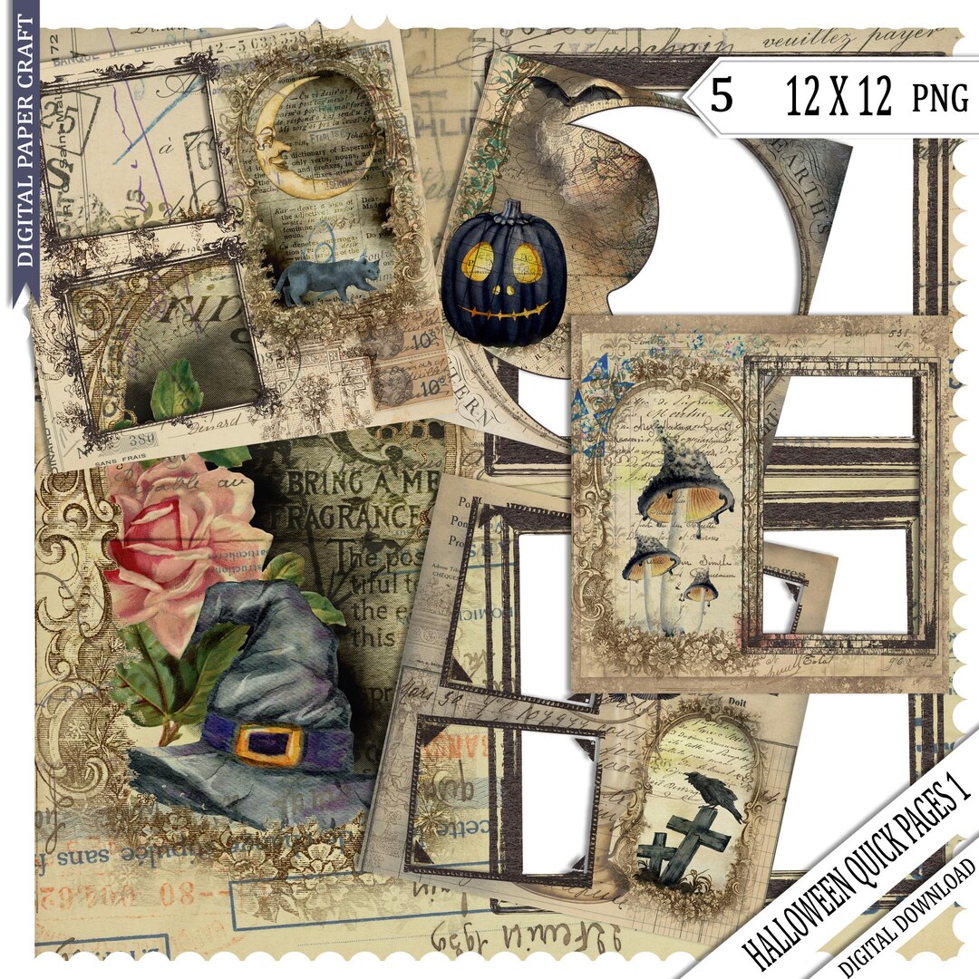 Halloween Quick Pages, 12 X 12, Set 1, Premade Pages, Halloween ...