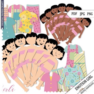 Emotion Clipart, doll Clipart, Emotion Doll Clipart, Instant download, Educational Clipart, Girl Clipart, Expression clipart, commercial use