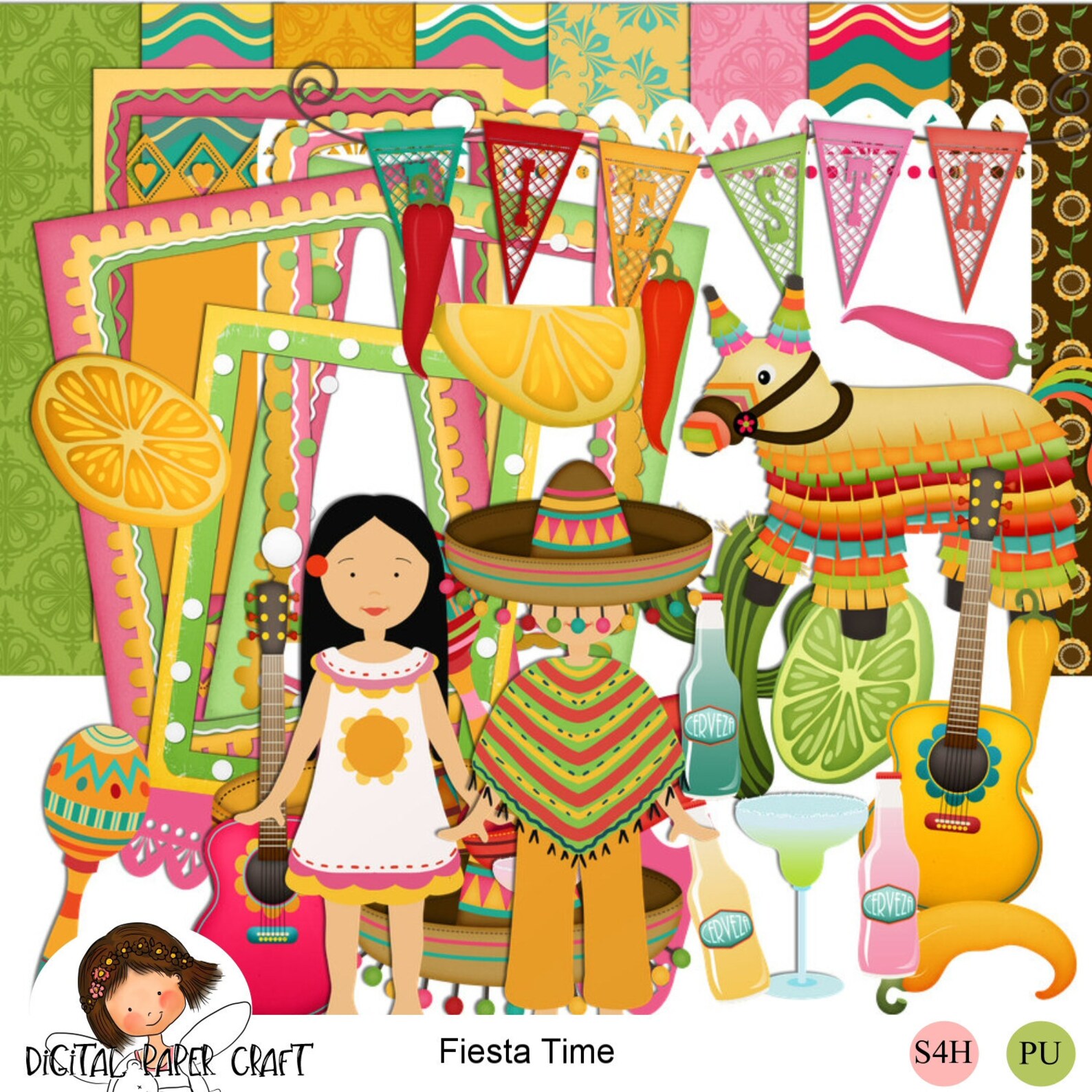 Mexican Scrapbook, Fiesta Scrapbook, Instant Download, Digital