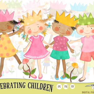 Watercolor Children Clipart, Kids Clipart, Birthday Clipart, Boy Clipart, Girl Clipart,Watercolor Clipart, Digital Clipart, Original