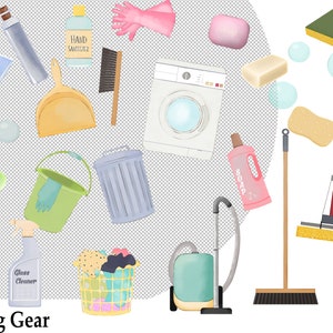 Cleaning Clipart, Chores Clipart, Housework Clipart, Instant Download, Sanitizing, House Rules Clipart, Planner Clipart, Cleaning Gear, image 6