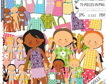Paper Doll, Digital Paper doll, Cut out doll, Printable doll, Instant Download, Little Girl doll. multicultural doll, pdf, png, jpg