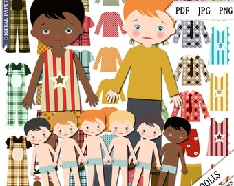Paper Doll, Digital Paper doll, Cut out doll, Printable, Instant Download, Multicultural Doll, Craft Doll, Cut Out Printable, pdf,png,jpg