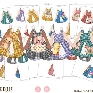 Paper Doll, Multicultural, Digital Paper doll, Cut out doll, Printable doll, Instant Download, Little dresses, Little girl dolls, printable image 3