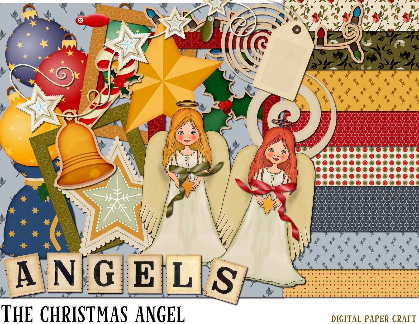 Christmas Angel Scrapbook Kit Digital Scrapbook Papers and Etsy