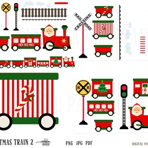 Christmas train, Train Clipart, Christmas clipart, Instant Download, Santa train Clipart image 2