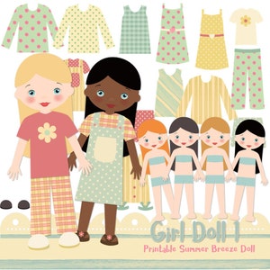 Puppe zum ausdrucken, Papierpuppe, Digital Paper doll, Cut out doll, Printable doll, Instant Download, Craft Doll, Cut Out Printable,