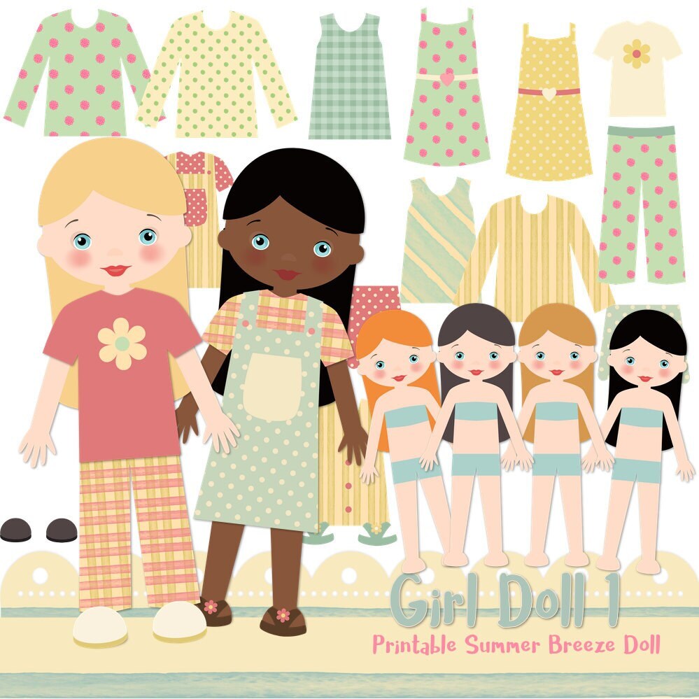 Puppe zum ausdrucken, Papierpuppe, Digital Paper doll, Cut out doll, Printable doll, Instant Download, Craft Doll, Cut Out Printable,