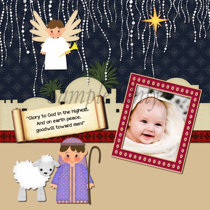 Nativity scrap book, Christmas scrap book, Christian Scrapbook, Instant Download, Bible Scrapbook Kit, Journal, image 8