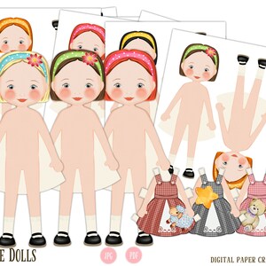 Paper Doll, Multicultural, Digital Paper doll, Cut out doll, Printable doll, Instant Download, Little dresses, Little girl dolls, printable image 4