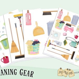 Cleaning Clipart, Chores Clipart, Housework Clipart, Instant Download, Sanitizing, House Rules Clipart, Planner Clipart, Cleaning Gear, image 3