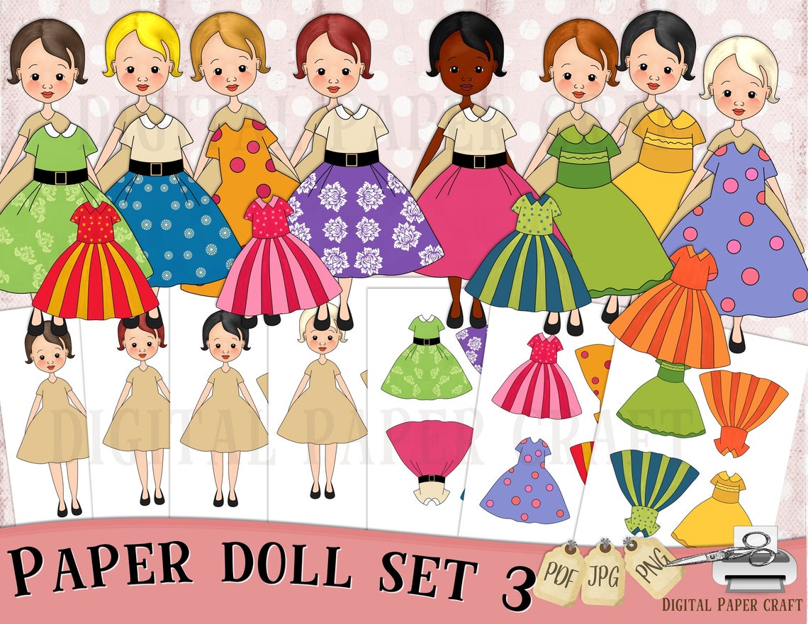 Printable Paper Doll Short Hair Paper Doll Instant Download - Etsy