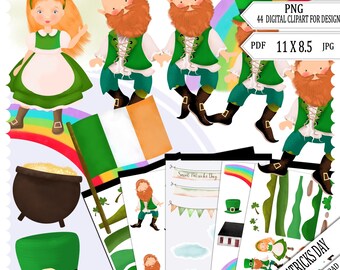 St Patrick's Day,  Clipart, Ireland Scrapbook, Saint Patrick's Day, Leprechaun Clipart, Scrapbook, Ireland Holiday, Leprechaun, digital
