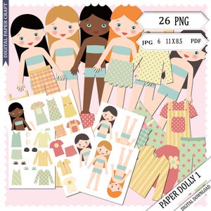 Printable Paper Doll, Paper Doll, Digital Paper doll, Cut out doll, Printable doll, Instant Download,  Craft Doll, Cut Out Printable,
